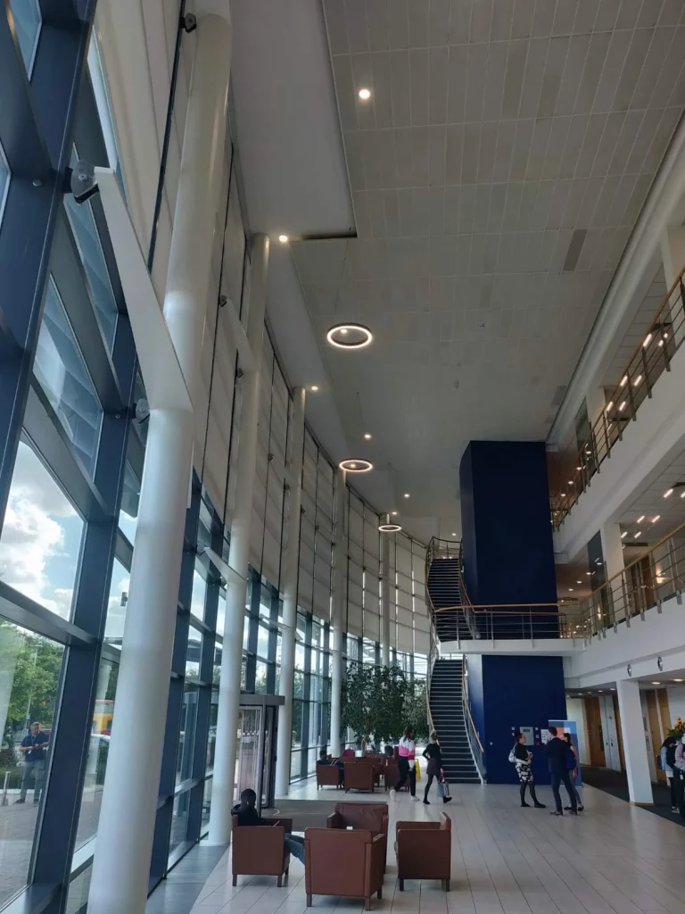 Atrium with new LED lighting at First Data, Basildon