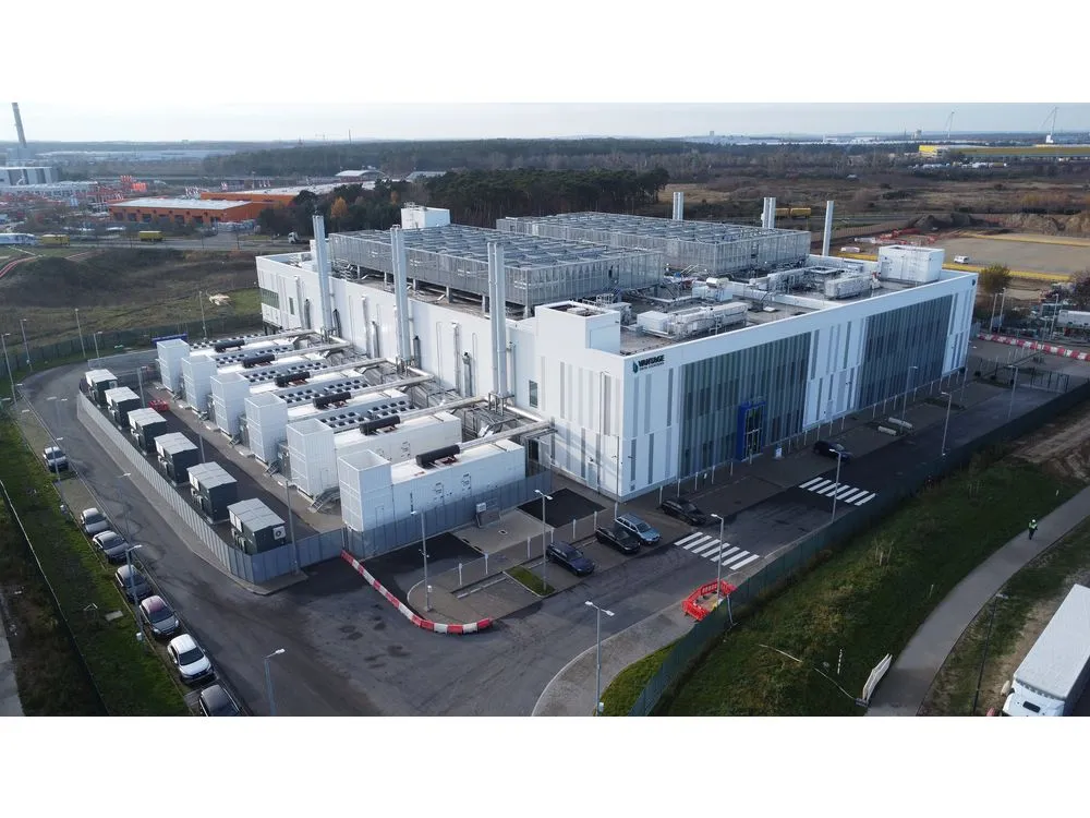 Aerial view of a data centre building