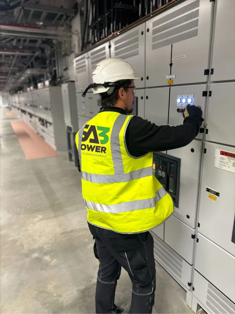 SA3 Power engineer at LV switchgear in a data centre