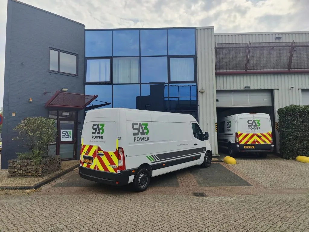 SA3 Power vans outside the Amsterdam office and prefabrication facility in Hoofddorp