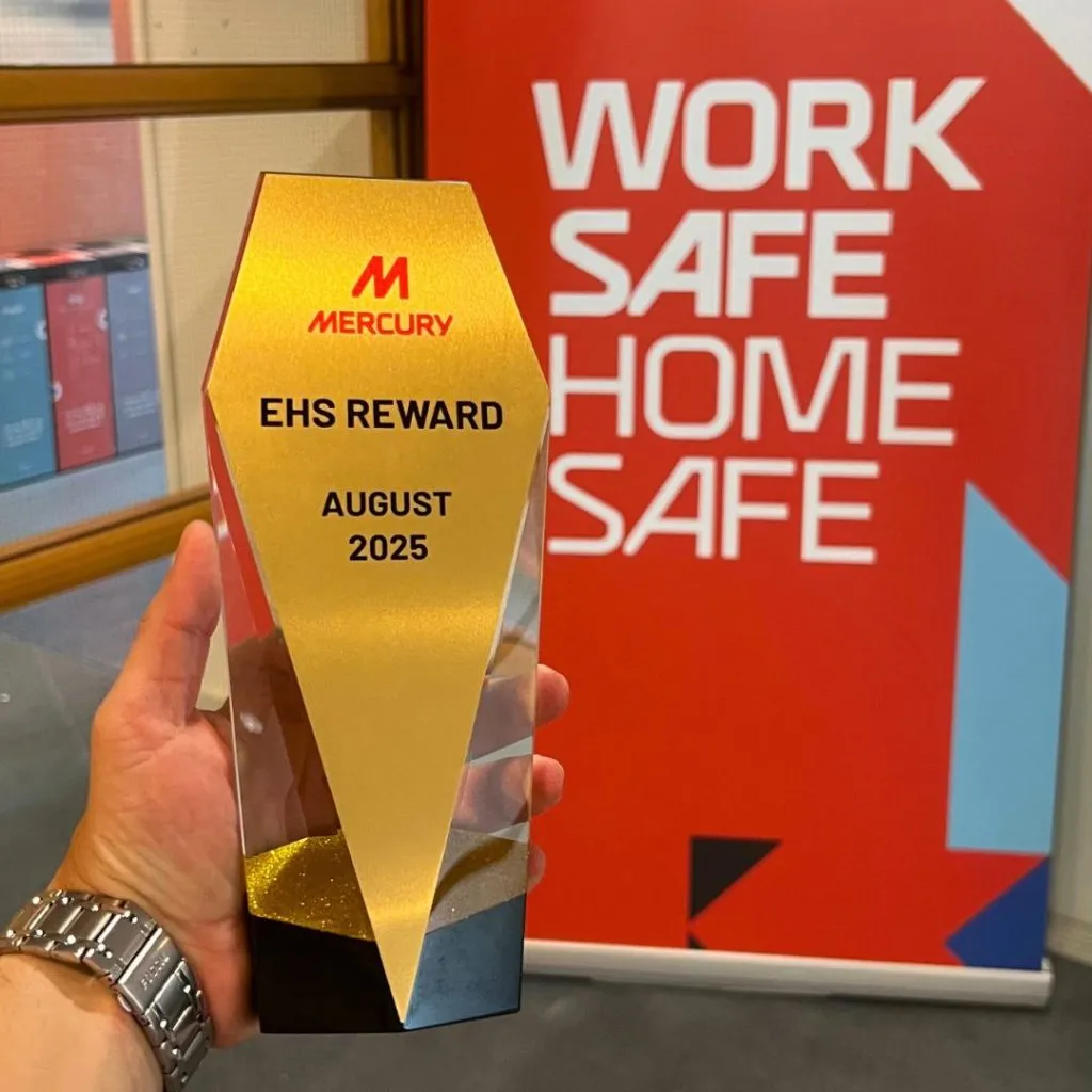 Mercury EHS Subcontractor of the Month award presented to SA3 Power, August 2025