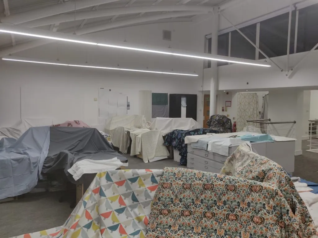 Office floor protected during the First Data lighting upgrade