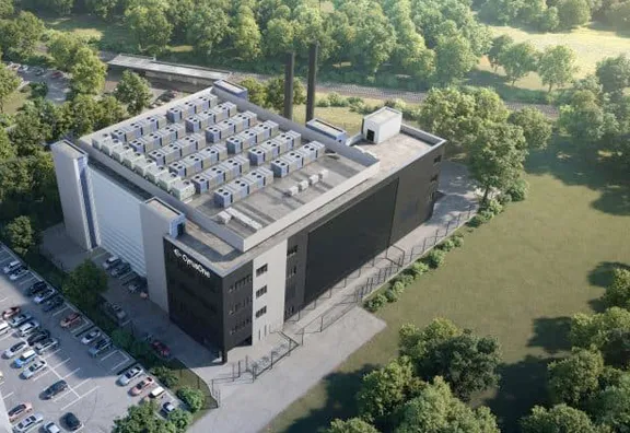 Aerial view of a Frankfurt data centre