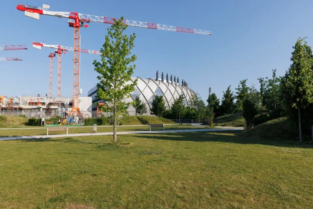 Paris data centre seen from the surrounding parkland